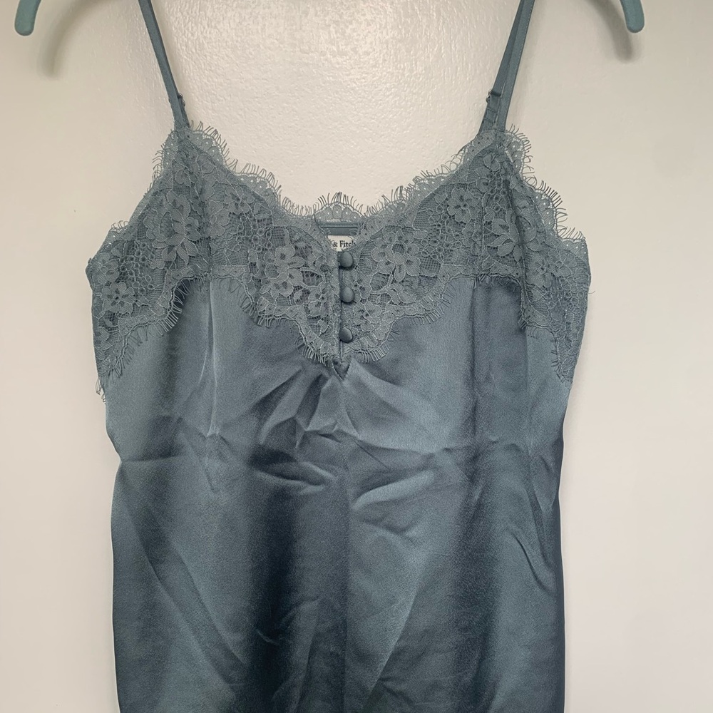 Abercrombie & Fitch Lace Trim Camisole in Slate Blue
